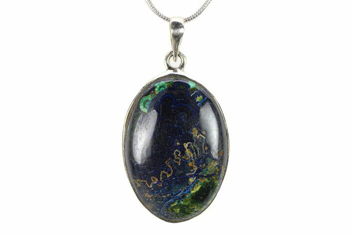 Watercolor Malachite and Azurite Pendant - Sterling Silver #278610